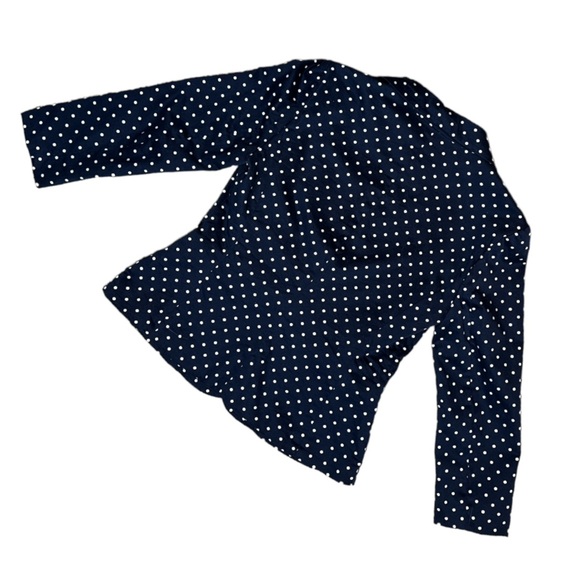 SANDRO STUDIO CAREER NAVY POLKA DOT LIGHTWEIGHT STRETCH CROPPED BLAZER - Picture 10 of 12